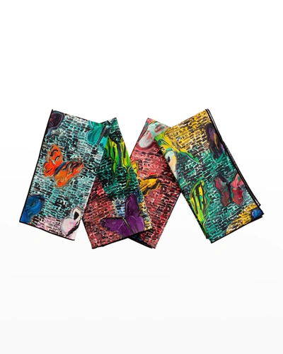 HUNT SLONEM BUTTERFLIES AND GUARDIANS COTTON DINNER NAPKIN