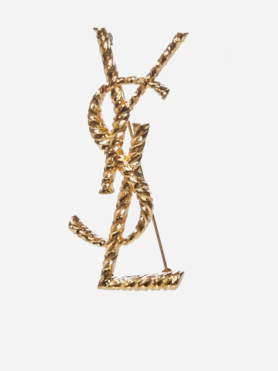 SAINT LAURENT YSL LOGO BROOCH