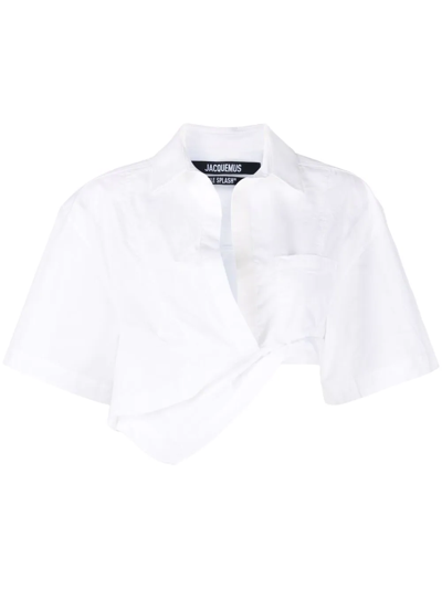 JACQUEMUS LA CHEMISE CAPRI CROPPED SHIRT