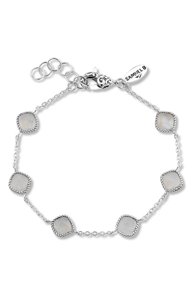 SAMUEL B. SAMUEL B. STERLING SILVER CUSHION CUT SEMI-PRECIOUS STONE STATION BRACELET