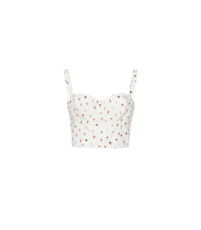 ROSIE ASSOULIN BUSTINO FLORAL POPLIN CROPPED TOP