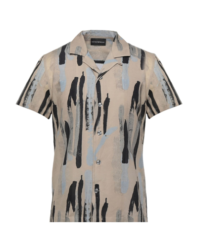 EMPORIO ARMANI EMPORIO ARMANI MAN SHIRT CAMEL SIZE XS COTTON, LINEN