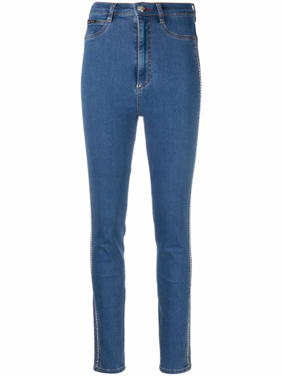 PHILIPP PLEIN HIGH WAIST CRYSTAL JEGGINGS