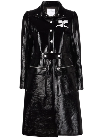 COURRÈGES LOGO-PRINT LACQUERED-EFFECT TRENCH COAT