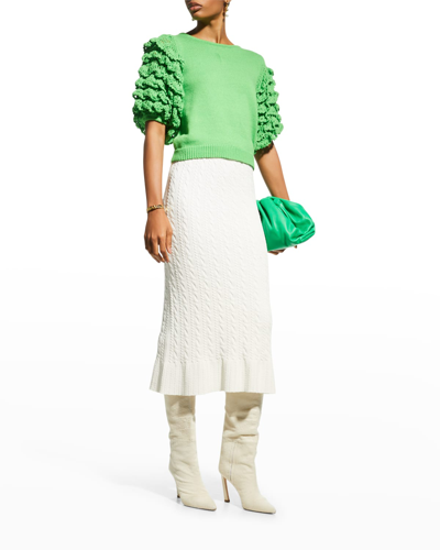 STELLA PARDO TIERED CROCHET-SLEEVE TOP
