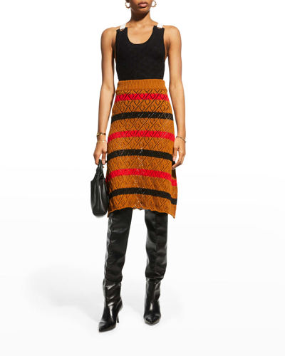 STELLA PARDO STRIPED POINTELLE SKIRT