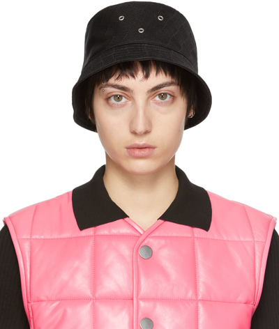 BOTTEGA VENETA BLACK INTRECCIO JACQUARD BUCKET HAT