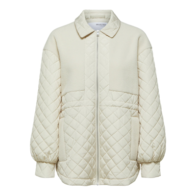 SELECTED FEMME NORMA QUILTED TEDDY JACKET SANDSHELL
