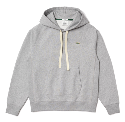 LACOSTE LIVE LOOSE FIT COTTON FLEECE HOODIE GREY CHINE