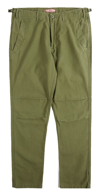 MAHARISHI U.S. CUSTOM PANTS WASHED COTTON SATEEN OLIVE