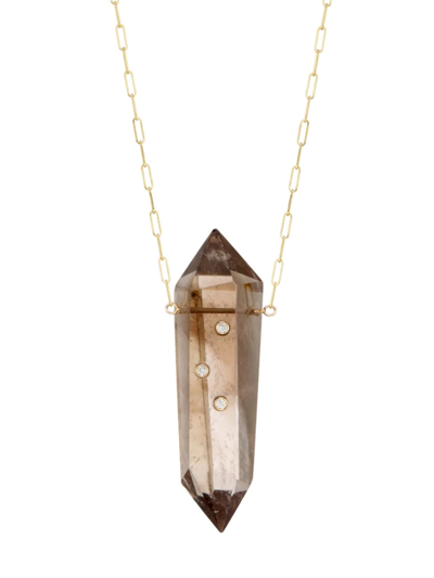MCKENZIE LIAUTAUD WOMEN'S POWER CRYSTALS 14K YELLOW GOLD, SMOKY QUARTZ, & DIAMOND PENDANT NECKLACE