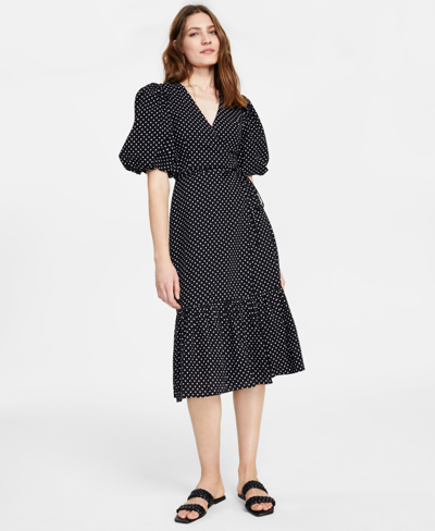 Shop Minkpink Polka Dot Wrap Midi Dress In Spot