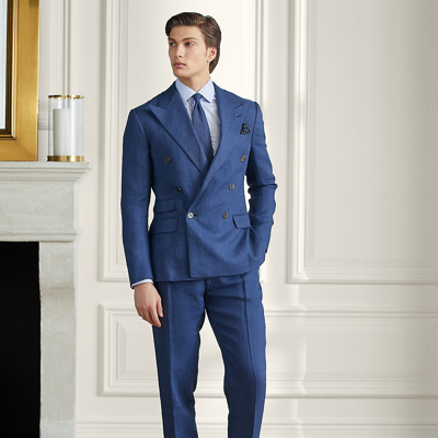 Ralph Lauren Kent Linen Twill Suit Jacket In Medium Blue