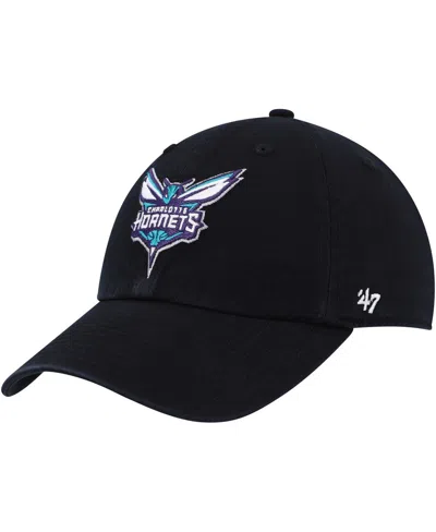 47 BRAND MEN'S '47 BRAND BLACK CHARLOTTE HORNETS TEAM LOGO CLEAN UP ADJUSTABLE HAT