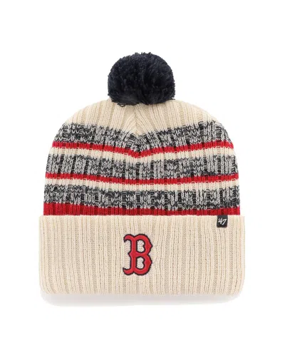 47 BRAND MEN'S '47 BRAND NATURAL BOSTON RED SOX TAVERN CUFFED KNIT HAT WITH POM