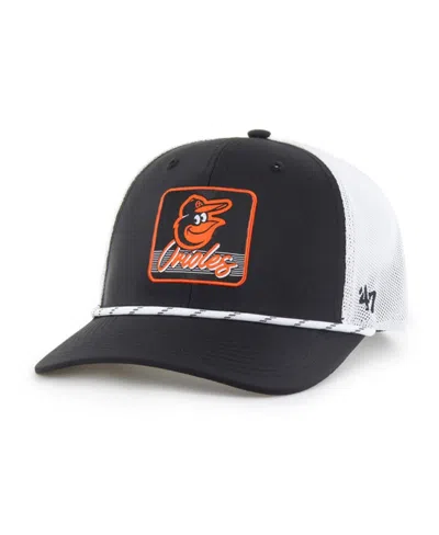 47 BRAND MEN'S BLACK/WHITE BALTIMORE ORIOLES SCRATCH ADJUSTABLE TRUCKER HAT