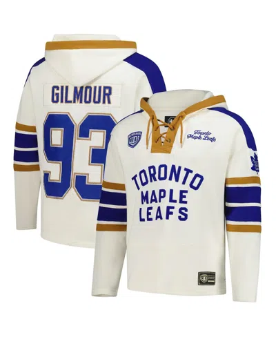 47 BRAND MEN'S DOUG GILMOUR CREAM TORONTO MAPLE LEAF'S BLUE LINE HERITAGE NAME NUMBER LACE-UP PULLOVER HOODIE