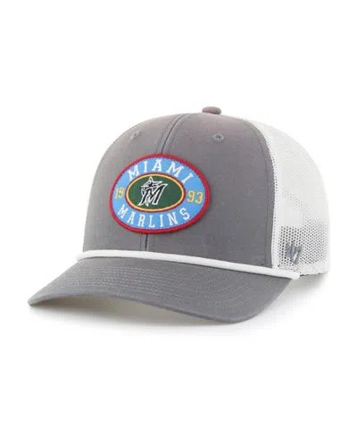47 BRAND MEN'S GRAY/WHITE MIAMI MARLINS TIDE SWEEP ROPE TRUCKER ADJUSTABLE HAT