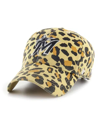 47 BRAND WOMEN'S '47 BRAND MIAMI MARLINS TAN CHEETAH CLEAN UP ADJUSTABLE HAT