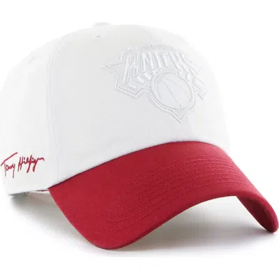47 BRAND '47 X TOMMY HILFIGER WHITE/RED NEW YORK KNICKS COURTSIDE CLEANUP ADJUSTABLE HAT
