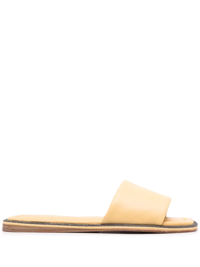 BRUNELLO CUCINELLI BEAD-EMBELLISHED SLIP-ON SANDALS
