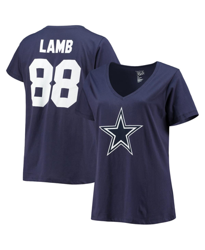 FANATICS WOMEN'S FANATICS CEEDEE LAMB NAVY DALLAS COWBOYS PLUS SIZE NAME AND NUMBER V-NECK T-SHIRT