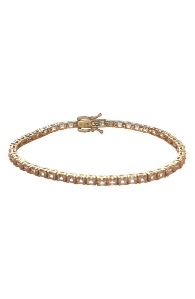 SUZY LEVIAN SUZY LEVIAN PINK ASSCHER CUT CZ TENNIS BRACELET