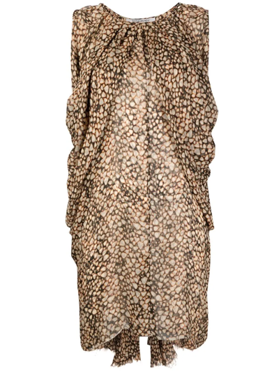 SAINT LAURENT 2000S ANIMAL-PRINT SLEEVELESS SILK DRESS