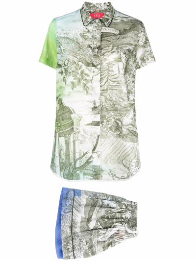 F.R.S FOR RESTLESS SLEEPERS COTTON PRINTED COMPLETE SHIRT AND SHORTS