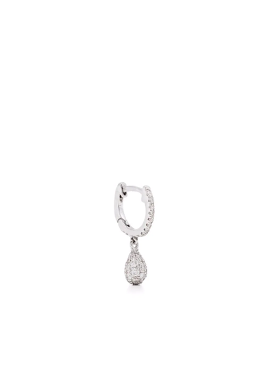 DE JAEGHER 18KT WHITE GOLD LIGHTLY DROP DIAMOND HOOP EARRING