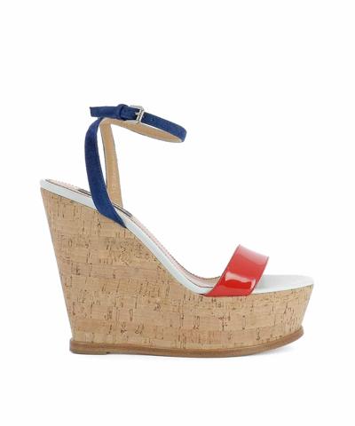 DSQUARED2 DSQUARED WOMEN'S MULTICOLOR LEATHER WEDGES