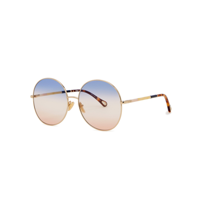 CHLOÉ ULYS GOLD-TONE ROUND-FRAME SUNGLASSES