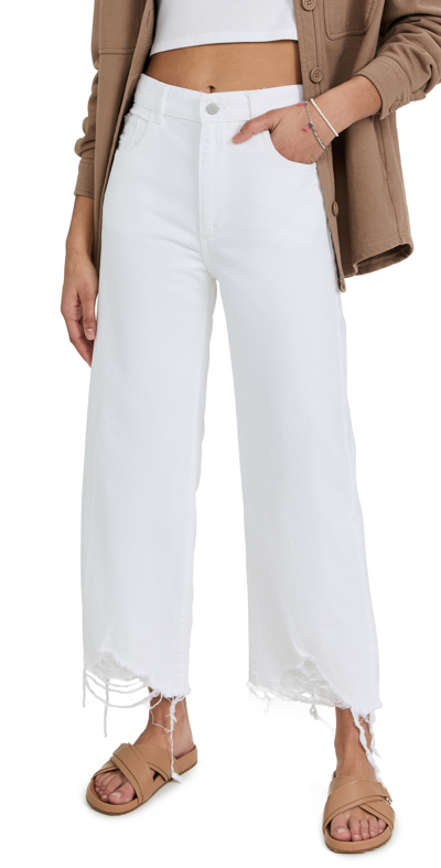 DL HEPBURN WIDE LEG HIGH RISE JEANS WHITE DISTRESSED