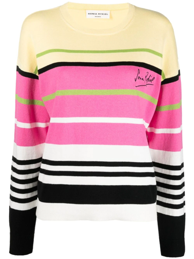 SONIA RYKIEL EMBROIDERED-LOGO STRIPED JUMPER