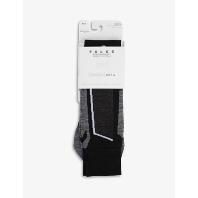 FALKE FALKE ERGONOMIC SPORT SYSTEM WOMEN'S BLACK MIX SK4 WOOL-BLEND SKI SOCKS