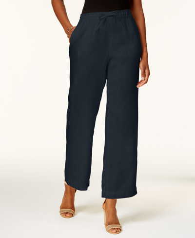 CHARTER CLUB PETITE 100% LINEN DRAWSTRING PANTS, CREATED FOR MACY'S