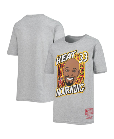 MITCHELL & NESS BIG BOYS MITCHELL & NESS ALONZO MOURNING HEATHERED GRAY MIAMI HEAT HARDWOOD CLASSICS KING OF THE COU