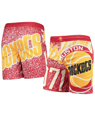 MITCHELL & NESS BIG BOYS MITCHELL & NESS RED HOUSTON ROCKETS HARDWOOD CLASSICS JUMBOTRON SHORTS