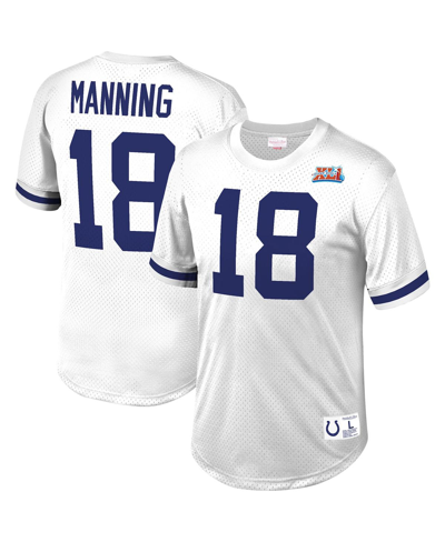 MITCHELL & NESS MEN'S MITCHELL & NESS PEYTON MANNING WHITE INDIANAPOLIS COLTS RETIRED PLAYER NAME AND NUMBER MESH TO