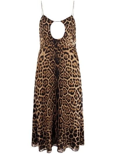 SAINT LAURENT LEOPARD-PRINT MIDI DRESS