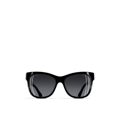 CHANEL WOMENS BLACK SQUARE SUNGLASSES