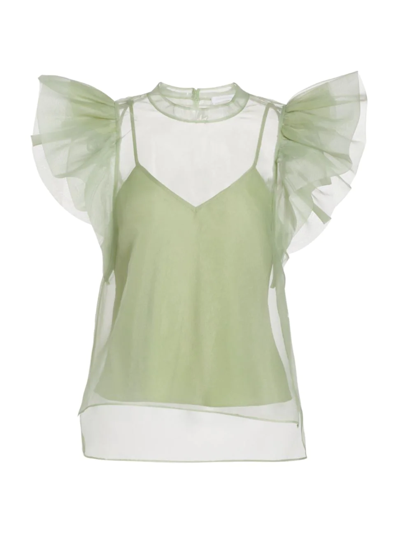 SIMKHAI WOMEN'S CORINA ORGANZA RUFFLE-SLEEVE TOP