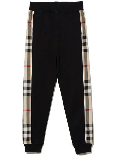 BURBERRY TEEN CHECK STRIPE TRACK PANTS