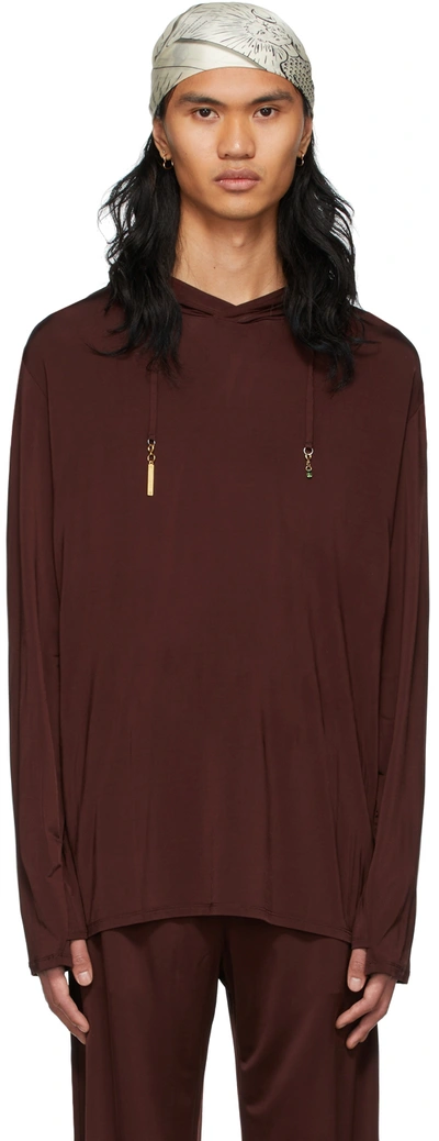 MARINE SERRE BROWN VISCOSE HOODIE