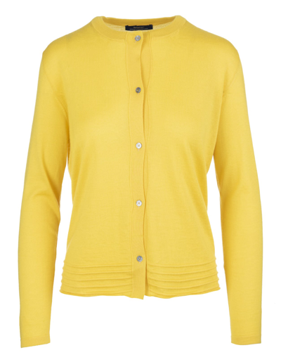 FEDELI FEDELI YELLOW CARDIGAN WITH ROUND
