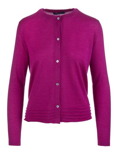 FEDELI FEDELI WINE ROUNDNECK CARDIGAN