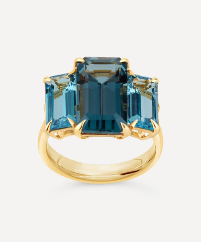 DINNY HALL DINNY HALL GOLD PLATED VERMEIL SILVER TRINNY TRILOGY BLUE TOPAZ RING