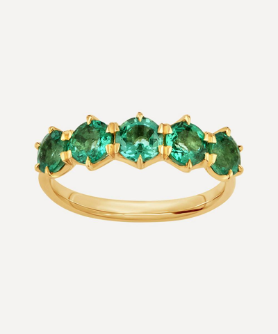 DINNY HALL DINNY HALL 18CT GOLD ELYHARA EMERALD FIVE STONE RING