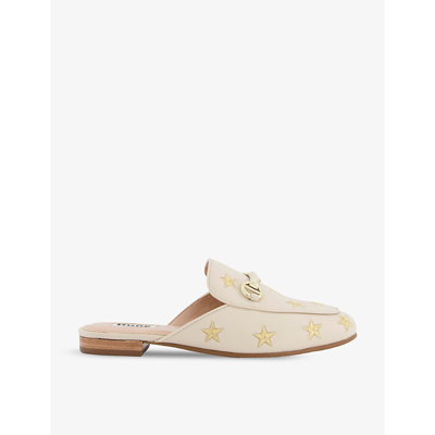 DUNE GALAXIES STAR-EMBROIDERED BACKLESS LEATHER LOAFERS