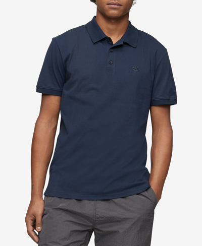 CALVIN KLEIN MEN'S REGULAR-FIT SMOOTH COTTON MONOGRAM LOGO POLO SHIRT